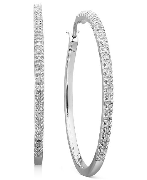 Macy's Diamond Hoop Earrings in Sterling Silver (1/4 ct. t.w. .