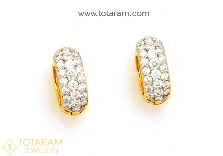 18K Gold Diamond Hoop Earrings For Baby - 235-DER1359 in 2.750 Gra
