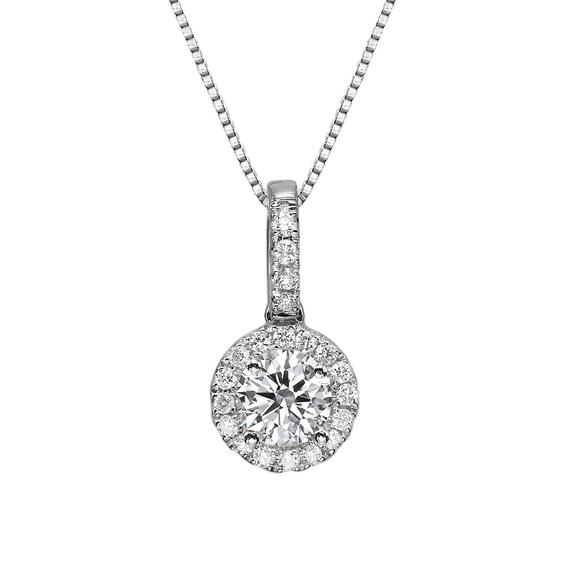 Diamond Pendant Necklace Women's 14K White Gold Round | Et