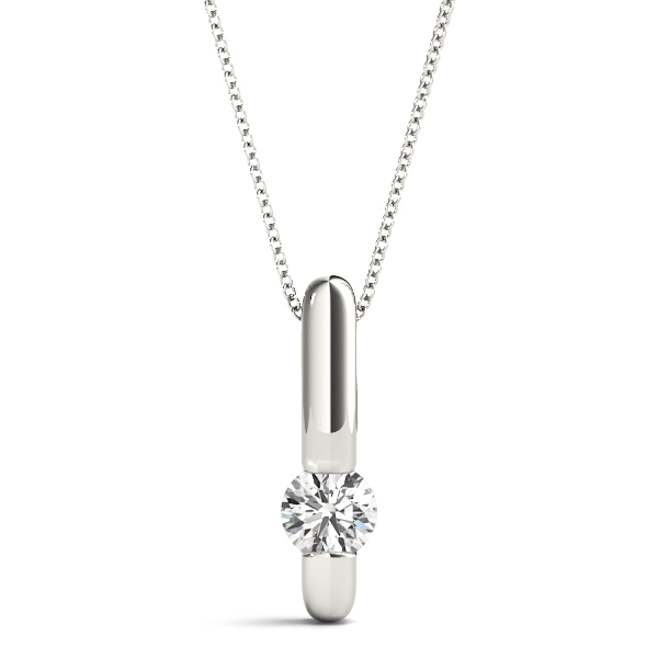 14k White Gold Vertical Bar Diamond Pendant Necklace 0.25