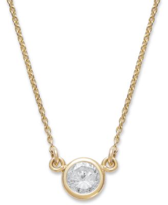 Macy's Bezel-Set Diamond Pendant Necklace (1/5 ct. t.w.) in 14K .