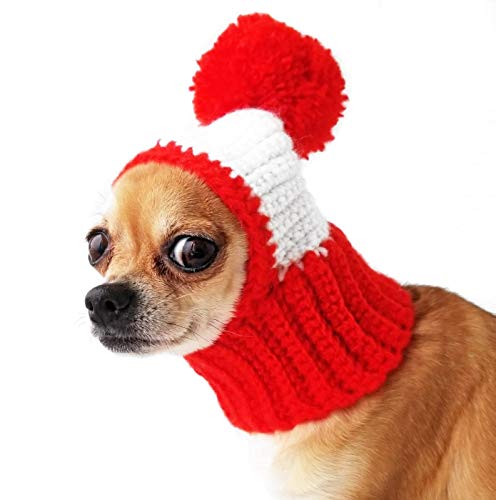 Amazon.com: Crocheted Snood For Dogs Red Dog Hat With Pompon Funny .
