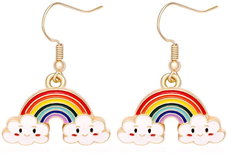 Amazon.com: MANZHEN Cute Colorful Rainbow Dangle Earrings for .