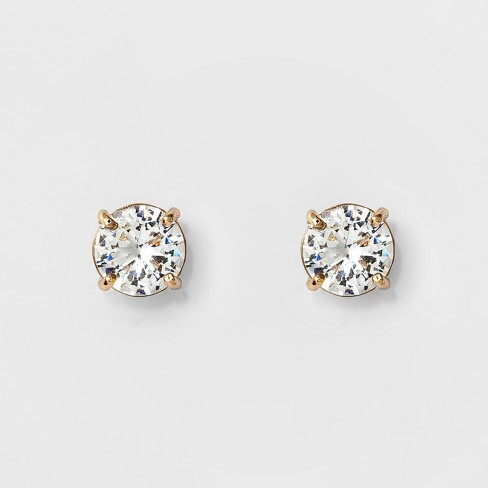Women's Round Crystal Stud Earring - A New Day™ Gold : Targ