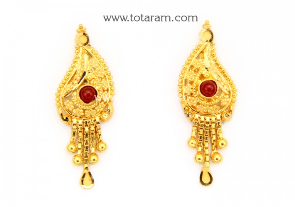 22K Gold Earrings for Women with Beads - 235-GER9053 in 4.100 Gra