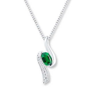 Lab-Created Emerald Necklace Sterling Silver | Womens Necklaces .