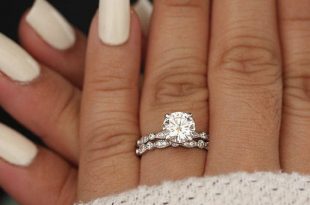 Wedding Ring Set Moissanite 14k White Gold Engagement Ring | Et
