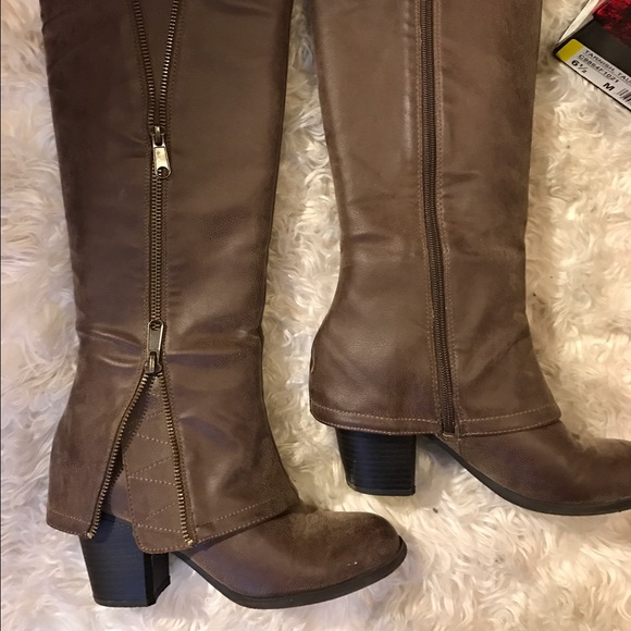 Fergalicious Shoes | Fergie Boot Tall Taupe Boots Leather Wedge .