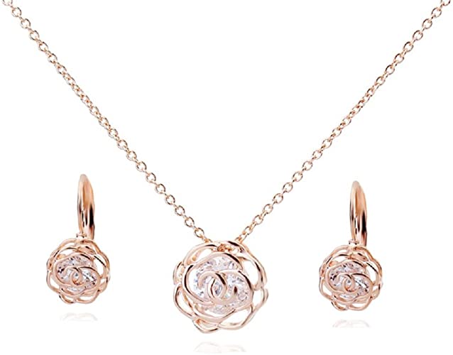 Amazon.com: Crystalline Azuria Rose Gold Jewelry: Crystal Rose .