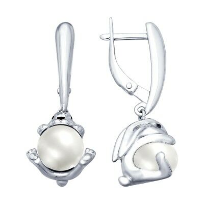 SOKOLOV Sterling Silver 925 Earrings Bunny Pearl Funky earrings .