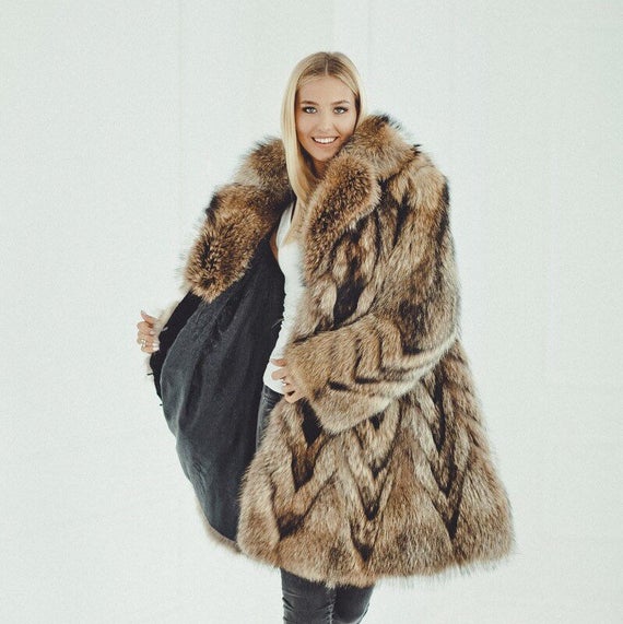 Raccoon Fur Coat for women Long Winter Jacket Vintage Fur | Et