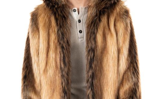 Men's Red Fox Hooded Faux Fur Coat | Mens Faux Fur Coa