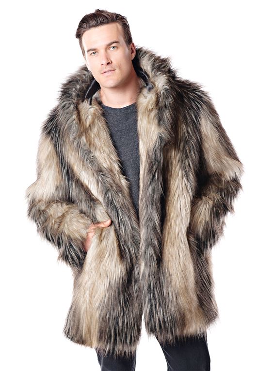 Men's Pieced Fox Hooded Faux Fur Jacket | Fabulous-Fu