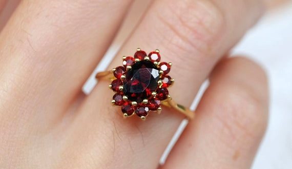 Garnet rings for women garnet birthstone rings red garnet | Et