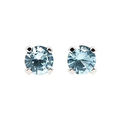 Amazon.com: Large 6mm Aqua Blue Aquamarine Gemstone Stud Earrings .
