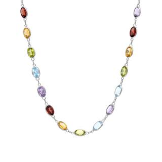 Shop 14k White Gold Multi-gemstone Necklace - On Sale - Overstock .