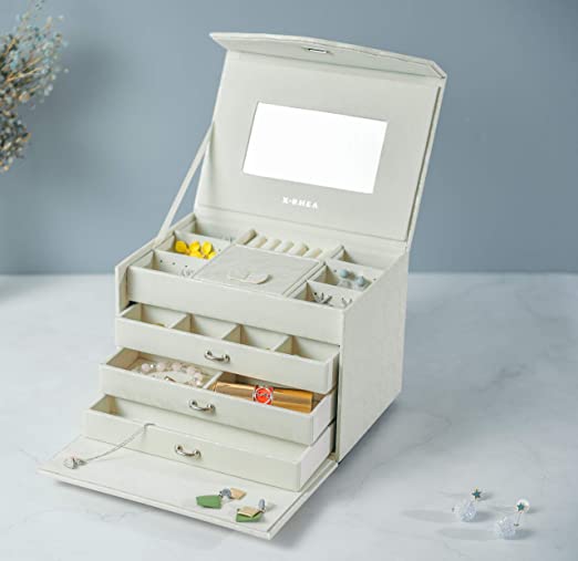 Amazon.com: X•Rhea Lace Pattern Jewelry Box for Teen Girls, 4 .