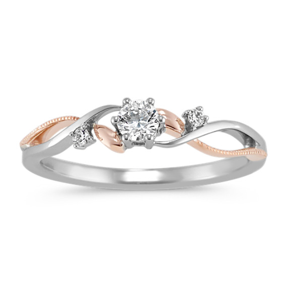 Diamond Swirl Ring in Sterling Silver and 14k Rose Gold | Shane C