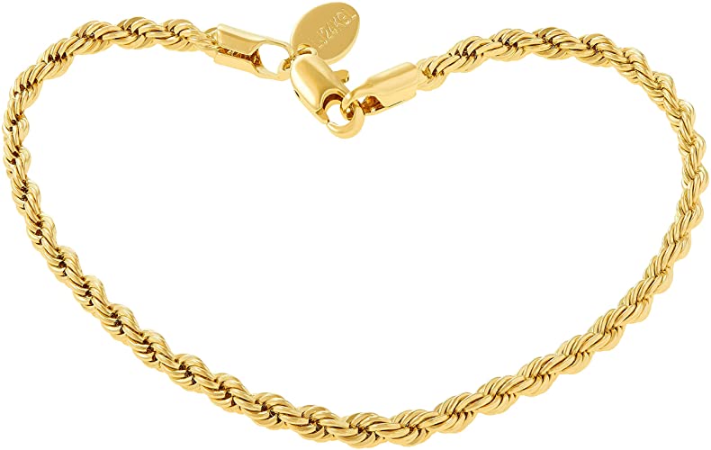 Amazon.com: Lifetime Jewelry 3mm Rope Chain Bracelet 24k Real Gold .