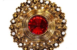 Online Shop Edwardian Jewelry Domed Red Crystal Stone Round .