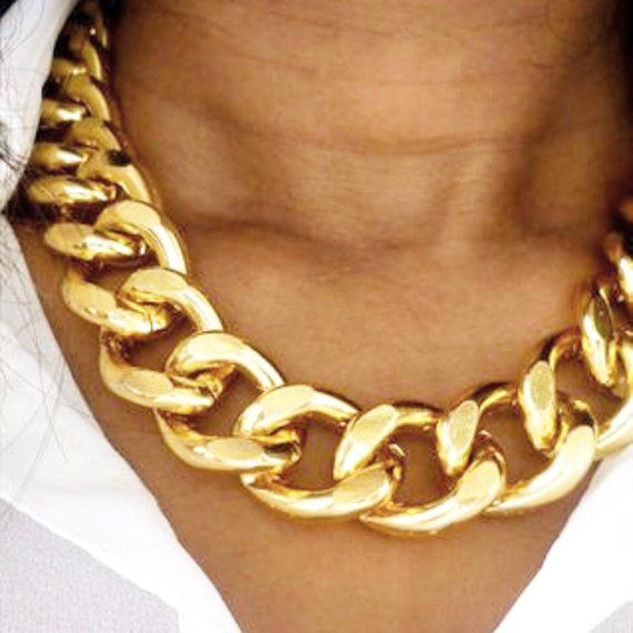 Extra Large Gold Chunky Curb Chain Necklace, Chunky Chain Jewelry .