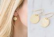 Amazon.com: Dainty Gold Hammered Disc Circle Drop Earrings: Handma