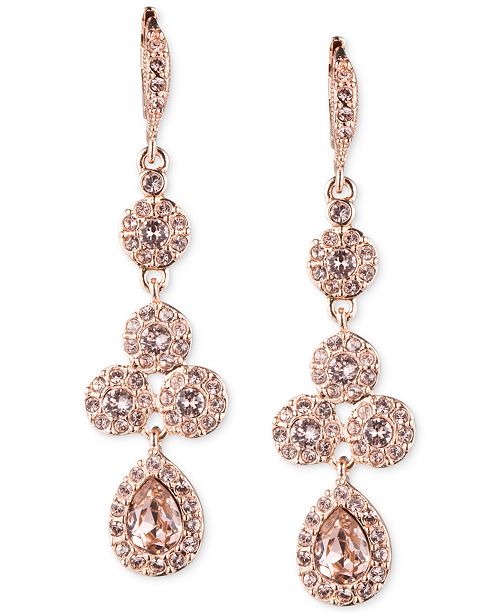 Givenchy Rose Gold-Tone Swarovski Element Linear Drop Earrings .