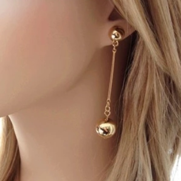 GoldBar Jewelry | Gold Drop Earrings Balls Simple Elegant | Poshma