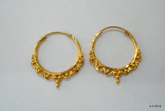 Traditional design 20kt gold earrings gold hoop earrings | Et