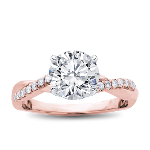 Diamond Twist Engagement Ring Setting in 14K Rose Gold | R3050 .