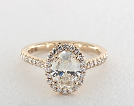 1.04 Carat Oval Cut Halo Engagement Ring in 14K Yellow Gold - 18350