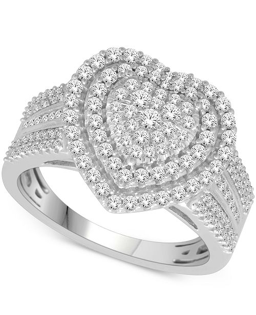 Macy's Diamond Heart Ring (1 ct. t.w.) in 14k White or Rose Gold .