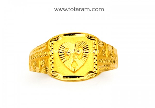 22K Gold 'Heart' Ring For Men - 235-GR4489 in 3.650 Gra