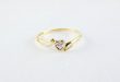 Vintage 10k Gold Heart Ring with Diamond Chip, White Gold Accents .