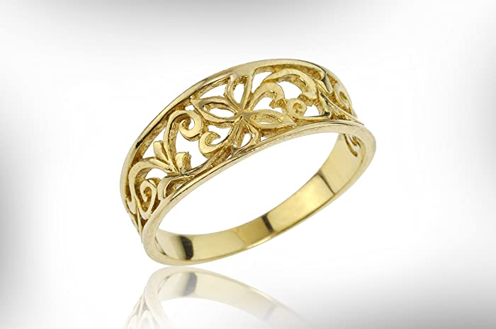 Amazon.com: Handmade Gold Ring For Women, Vintage Style Lace .