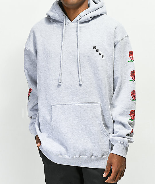 Obey Airbrushed Rose Grey Hoodie | Zumi