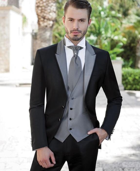 Grey Silver Mens Suits wedding suits for groom Tuxedos Grooms .