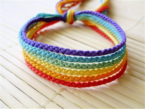 Muted Rainbow Friendship Bracelet Set Six Handmade Bracelets | Et