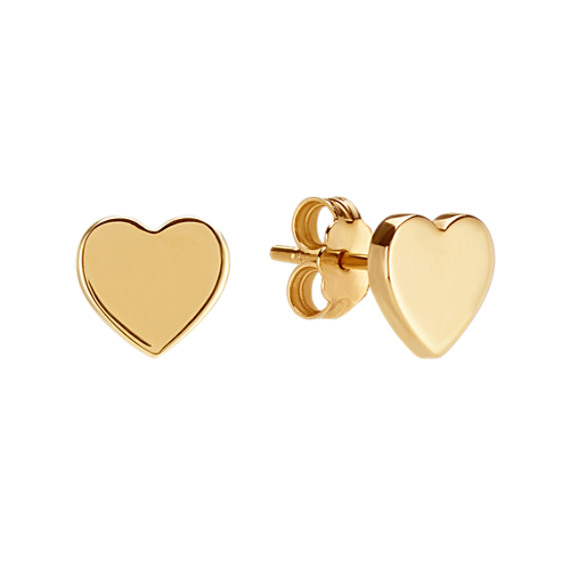 14k Yellow Gold Heart Earrings | Shane C