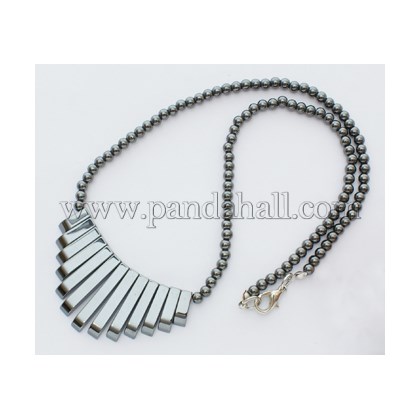 Wholesale Non-Magnetic Hematite Necklace with Iron Findings, Black .