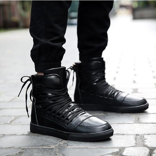 New Men Casual Shoes Top Quality Pu Leather Men High Top Shoes .