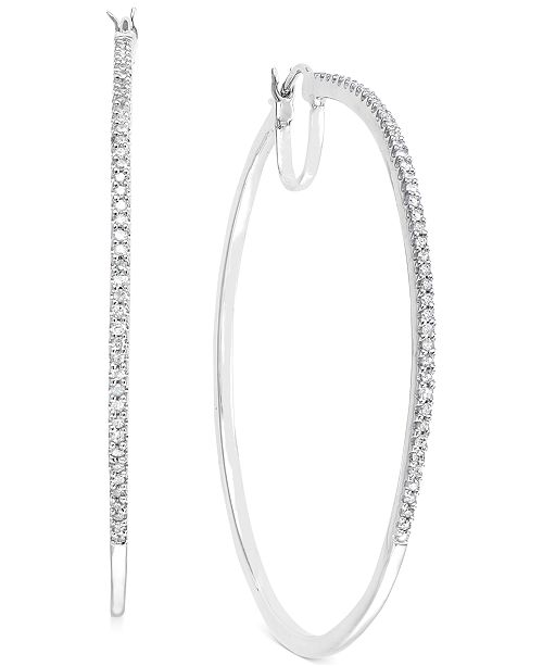 Macy's Diamond Oversized Hoop Earrings in 14k Gold over Sterling .
