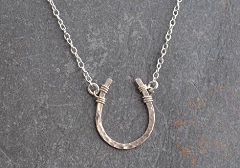 Amazon.com: Lucky Horseshoe Necklace Hammered 18 inch chain length .