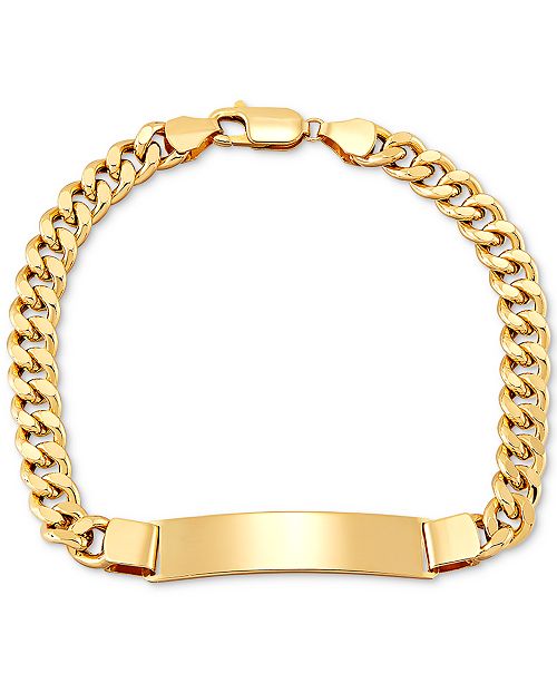 Macy's Men's Curb Link ID Bracelet in 10k Gold & Reviews .