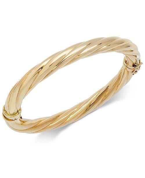 Italian Gold Polished Twisted Bangle Bracelet in 14k Gold .