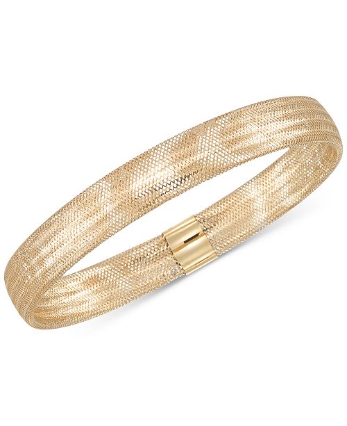 Italian Gold Stretch Bangle Bracelet in 14k Yellow, White or Rose .