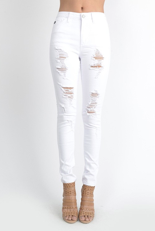 Get it Girl White Denim Jeans in 2020 | White distressed jeans .