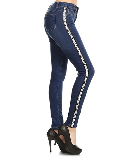 Nina Rossi Blue Girls Do Whatever They Want Stripe Skinny Jeans .