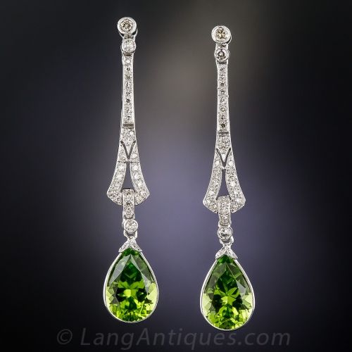 Peridot and Diamond Drop Earrings | Fine jewellery earrings .