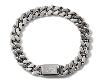 Bulova Jewelry 1.57mm Curb Chain Bracelet in Stainless Steel - 8.0 .